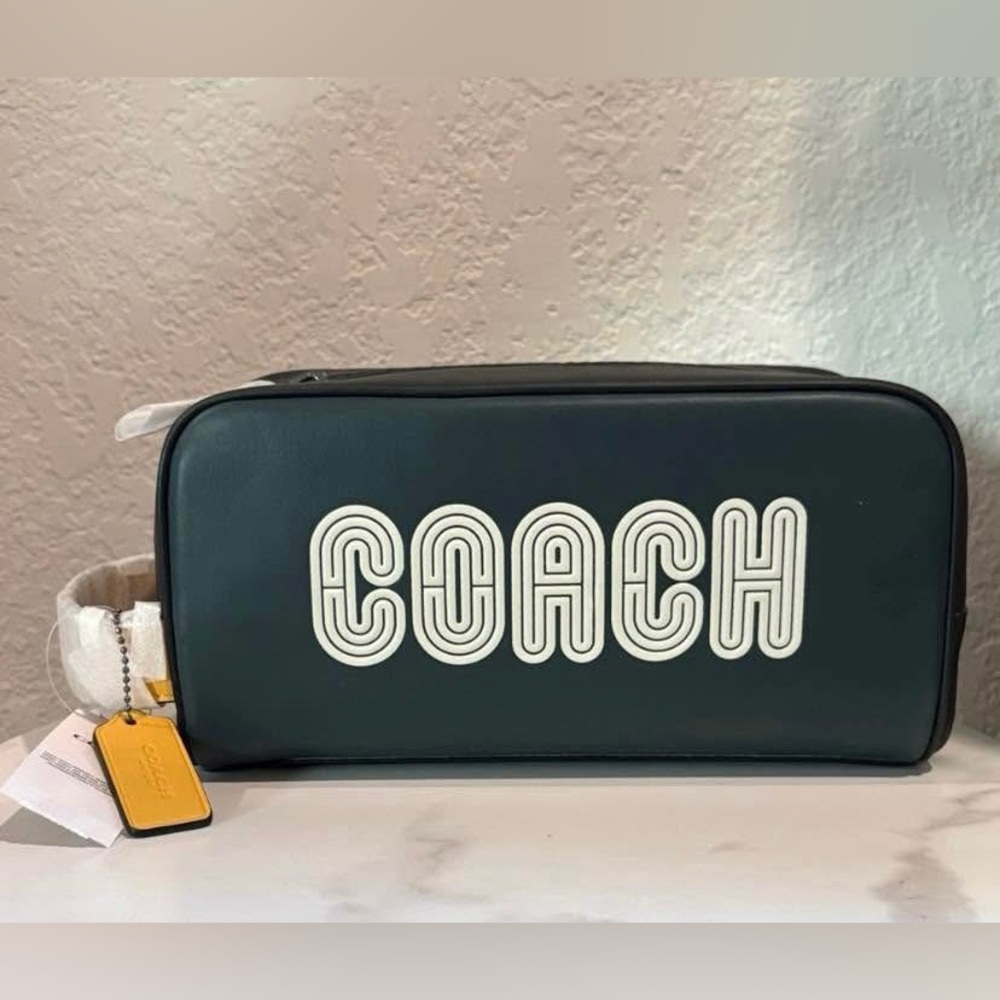 NWT Coach Dark Blue Large Traveler Toiletry Bag for Men